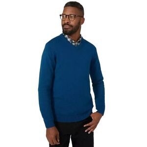 Maine Mens  Cotton V Neck Sweater / Dark Blue